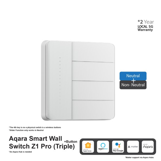 AQARA Smart Wall Switch Z1 Pro (Four rocker / 3 Gang + 1 Scene) Support Apple HomeKit